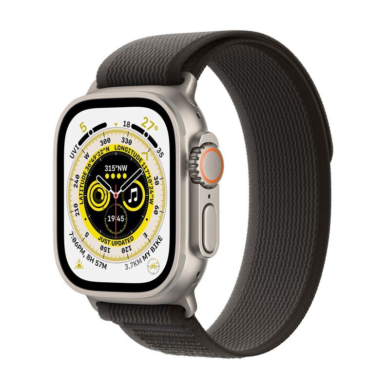 Apple Watch Ultra GPS + Cellular 49mm Gold Titanium Case with Black Gray Trail Loop - S/M
