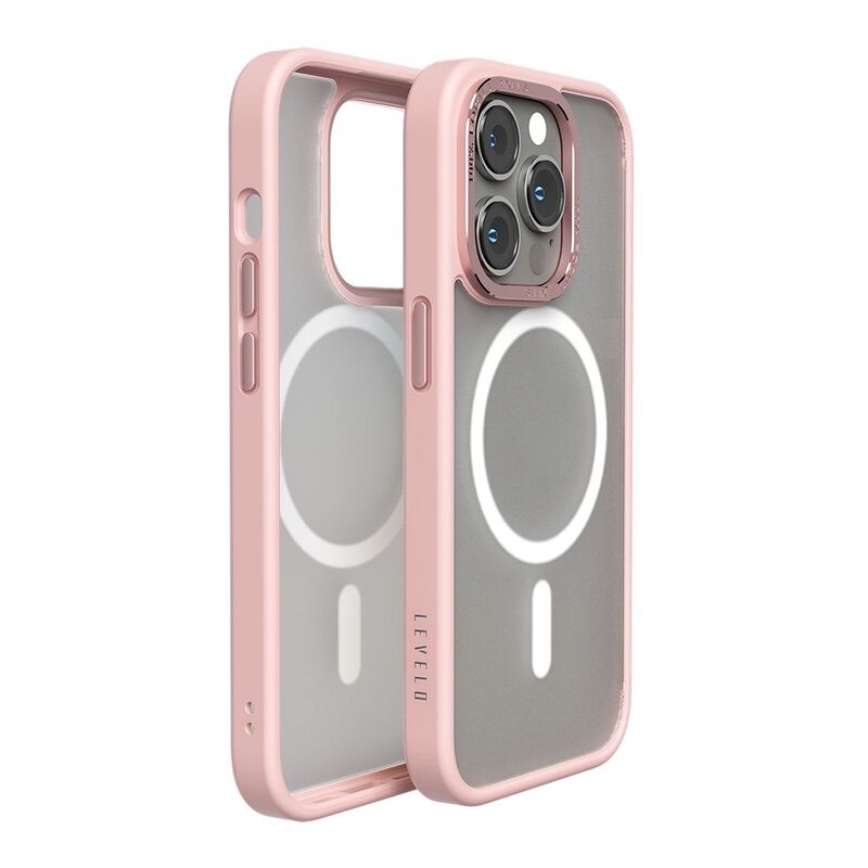 Levelo Magsafe Kayo Matte Back Case for iPhone 14 Pro - Matte Clear/Pink