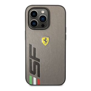 Ferrari PU Leather Case Printed Big Sf Logo iPhone 14 Pro Max - Grey