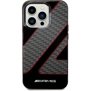 AMG Transparent Double Layer Case with Checkered Flag Pattern for iPhone 14 Pro - Red
