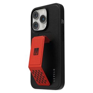 Levelo Morphix Gripstand PU Leather Case For iPhone 14 Pro Max - Red