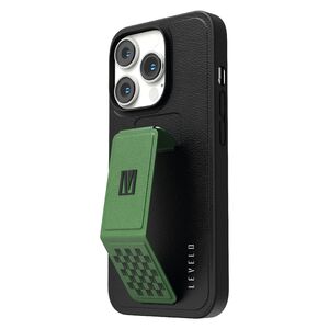 Levelo Morphix Gripstand PU Leather Case For iPhone 14 Pro Max - Pacific Green