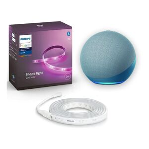 Philips Hue Lightstrip Plus V4 APR 2m Base Kit + Amazon Echo Dot (4th Gen) - Blue (Bundle)