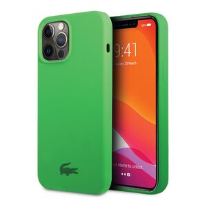 Lacoste Hard Case Liquid Silicone / Microfiber Glossy Printing Logo For iPhone 14 Pro Max - Green