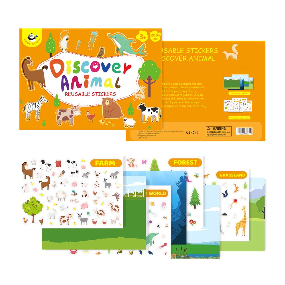 Panda Juniors Reusable Stickers - Discover Animals (PJ013-1)