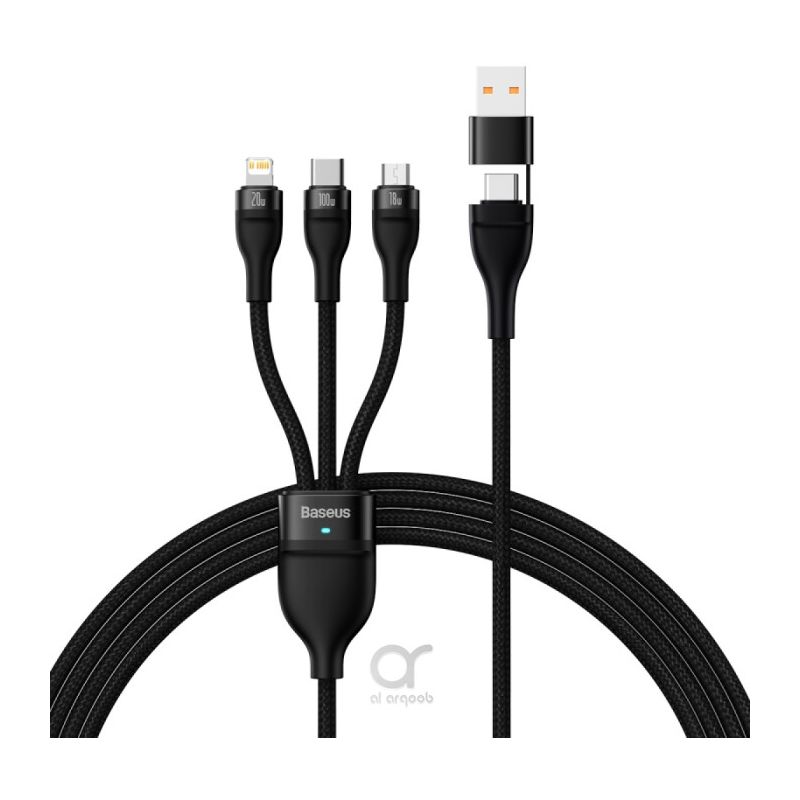Baseus Flash Series 2 3-in-1 USB Charging Cable USB-C/Micro USB/Lightning 100W 1.2m - Black