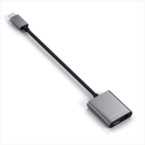 Satechi Adapter Type-C to 3.5mm Headphone Jack Adapter with PD Charging Space Grey