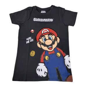 Difuzed Super Mario Here We Go  Kids T-Shirt - Black