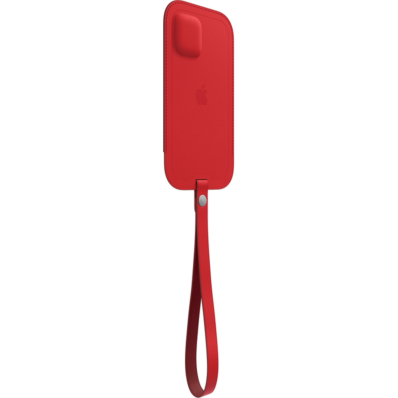 غطاء جلدي آبل مع ماج سيف (منتج) أحمر لهاتف آيفون 12 برو ماكس
