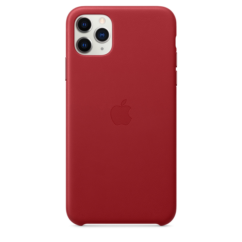 جراب جلدي من ابل احمر لهاتف ايفون 11 برو ماكس