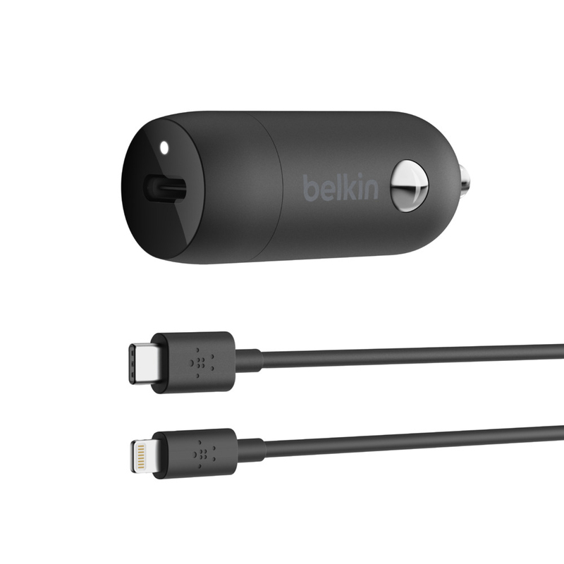 Belkin Boost Charge 20W USB-C Pd Car Charger Lightning Cable Black
