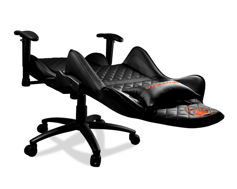 كرسي ألعاب أسود / برتقالي قابل للتعديل من طراز طراز كوغار درع