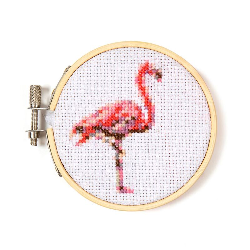 Kikkerland GG244 Mincross Stitch Embroidery Kit - Flamingo