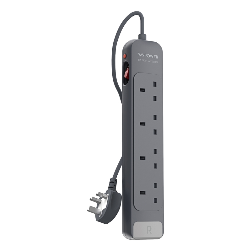 RavPower PC1067 Power Strip 4 AC Ports 3150W 1.5m - Grey