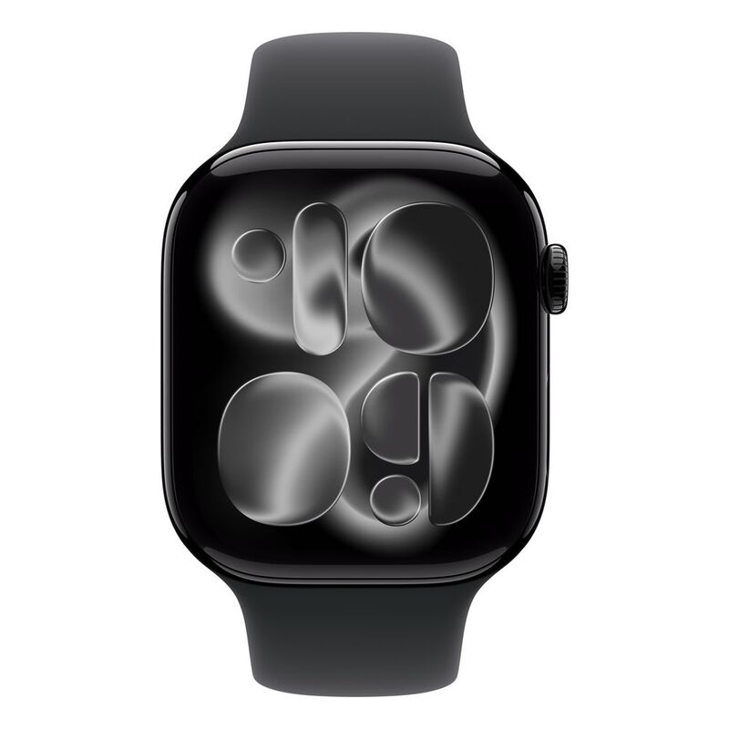 Apple Watch Series 11 GPS + Cellular 46mm Jet Black Aluminium Case with Black Sport Band - S/M
