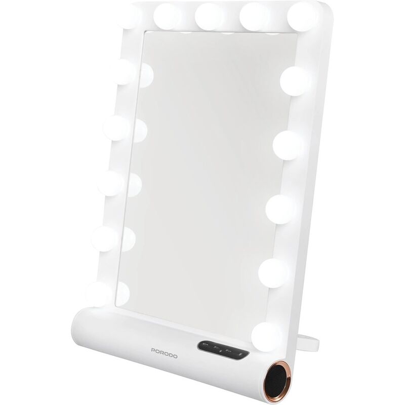 Porodo Lifestyle Hollywood Vanity Lighted Mirror - White Rose Gold