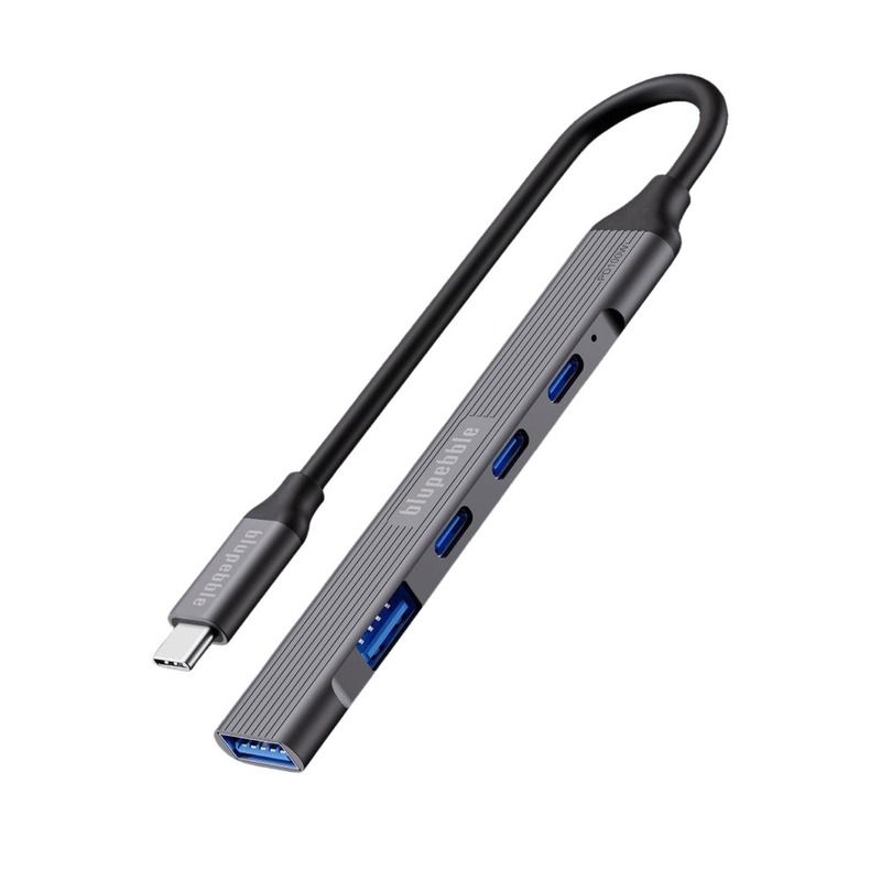 Blupebble C5-Port Multiport Hub Pd 100W 2X USB-C 2X USB-A With PD 3.0 - Gray