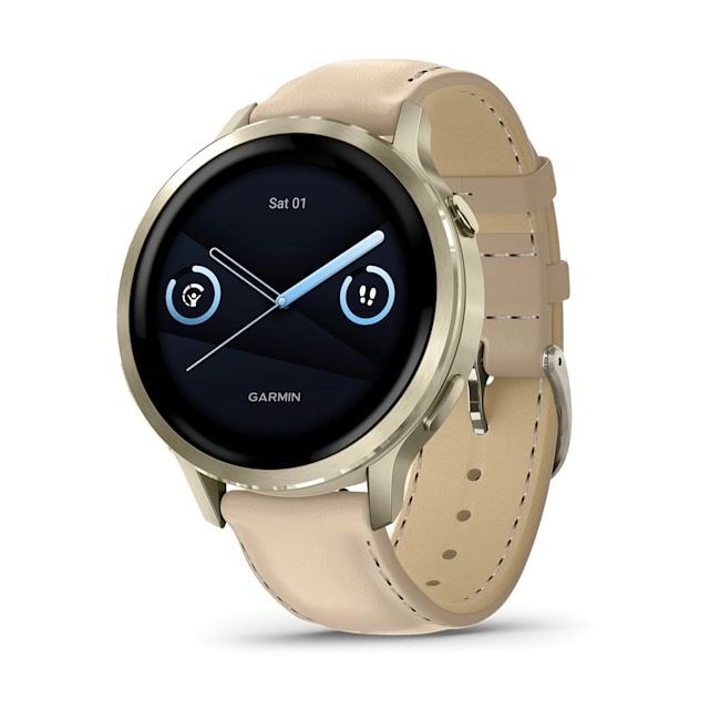 Garmin Venu 4 41mm Smartwatch - Lunar Gold With Bone Silicone Band & Light Sand Leather Band