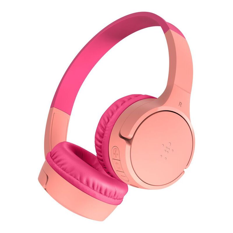 Belkin Audio Wireless Headphones Kids Soundform Mini On-Ear With USB-C Cable - Pink