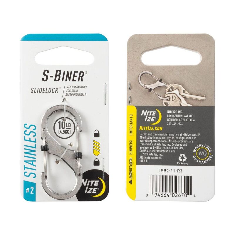Nite Ize S-Biner Slidelock Stainless Steel #2 Stainless