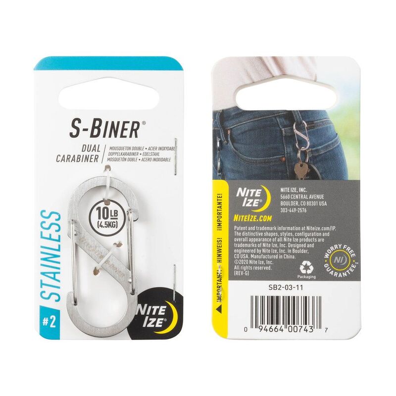 Nite Ize S-Biner Stainless Steel Double Gated Carabiner #2 Stainless