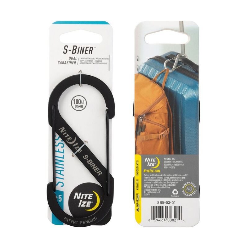 Nite Ize S-Biner Stainless Steel Double Gated Carabiner #5 Black