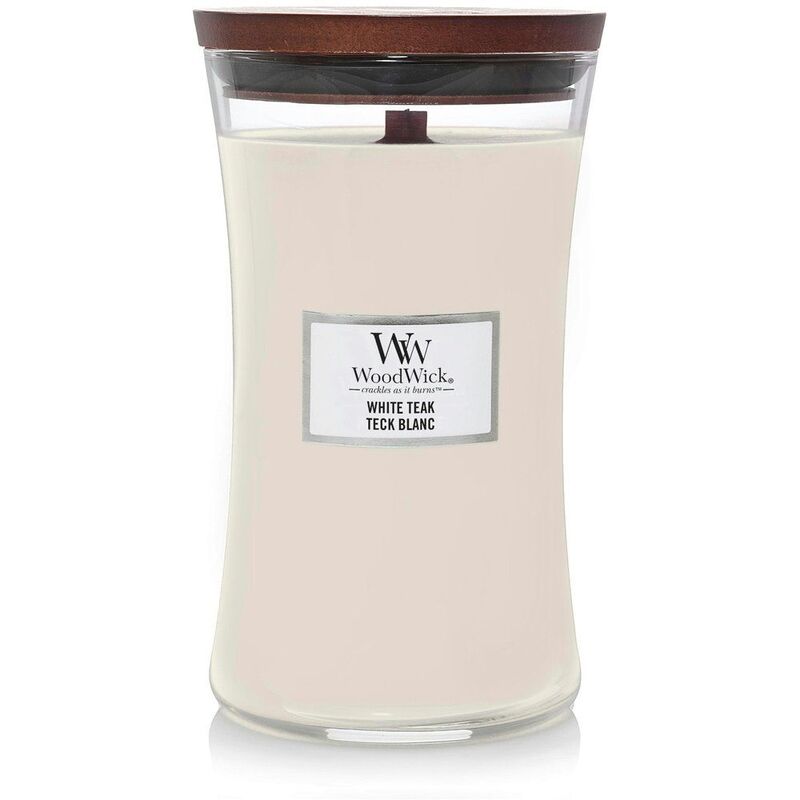 Woodwick Hourglass White Teak Candle Large 610 Grams