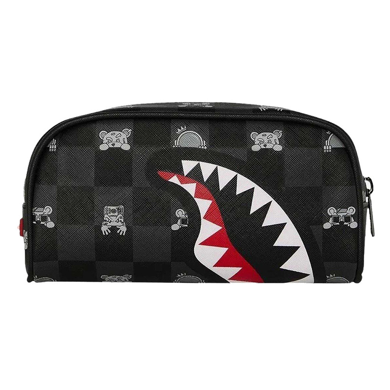 Sprayground Gray Peeking Character Check Pouch