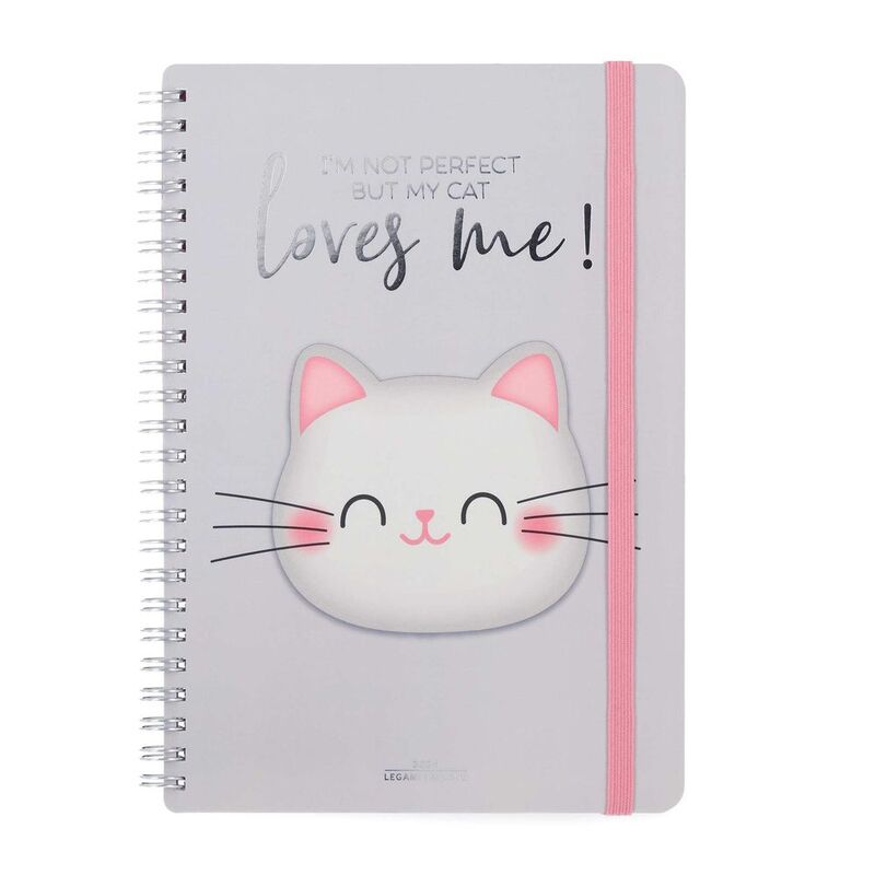 Legami 12-Month Diary - 2024 - Large Weekly Spiral Bound Diary - Kitty