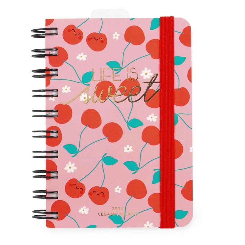 Legami 12-Month Diary - 2024 - Small Daily Spiral Bound Diary - Cherry