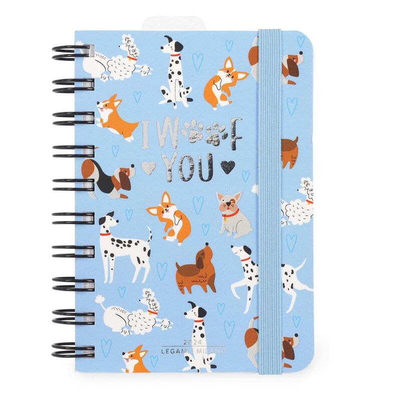 Legami 12-Month Diary - 2024 - Small Daily Spiral Bound Diary - Dogs