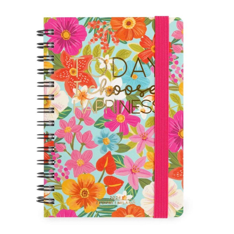 Legami 12-Month Diary - 2024 - Small Weekly Spiral Bound Diary - Flowers