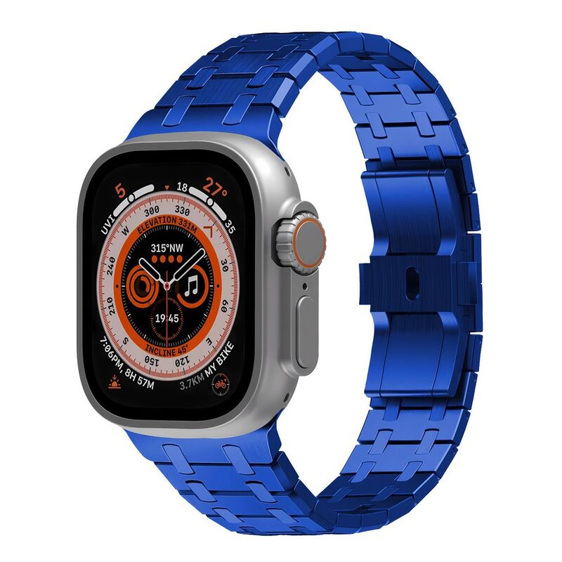 Levelo RoyalLink Stainless Steel Metal Watch Strap for Apple Watch 49/45/44/42mm - Blue