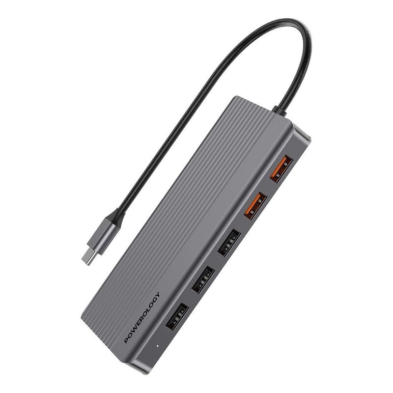 Powerology 12-in-1 HDMI & DP 4K USB-C Hub Ethernet 10Gbps Data Transfer & 100W PD