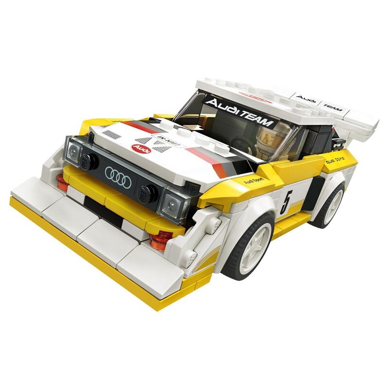 لعبة مجموعة بناء وتركيب مكعبات على شكل نموذج سيارة سباق ماركة أودي سبورت كواترو S1 موديل 1985‏ سبيد تشامبيونز من ليغو 76897