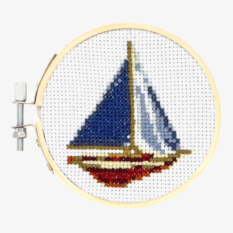 Kikkerland Mini Cross Stitch Embroidery Sailboat