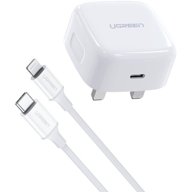 UGREEN PD 20W Fast Wall Charger+ USB-C To Lightning Cable 1M - White