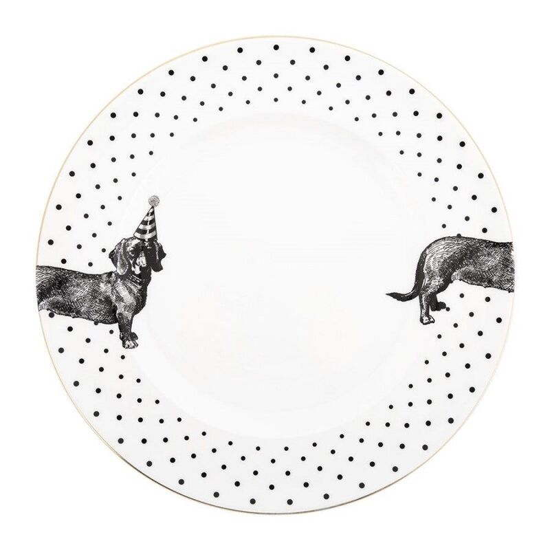 Yvonne Ellen Monochrome Dinner Plate - Dog (26.5 cm)