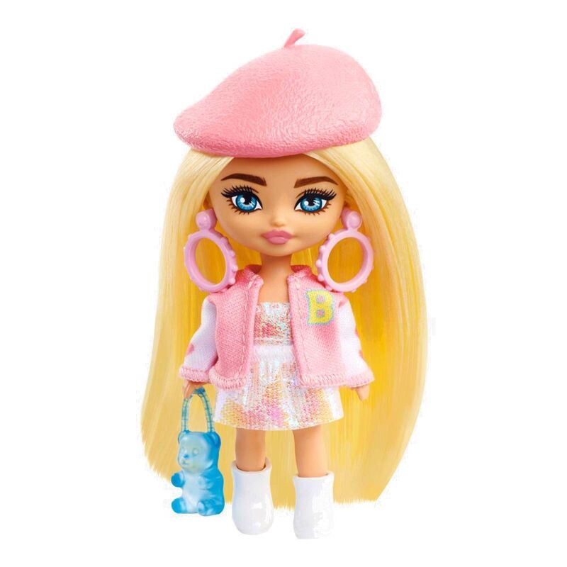 Barbie Extra Mini Minis Beret & Varsity Jacket Blonde Hair 3.25-Inch Doll HLN48