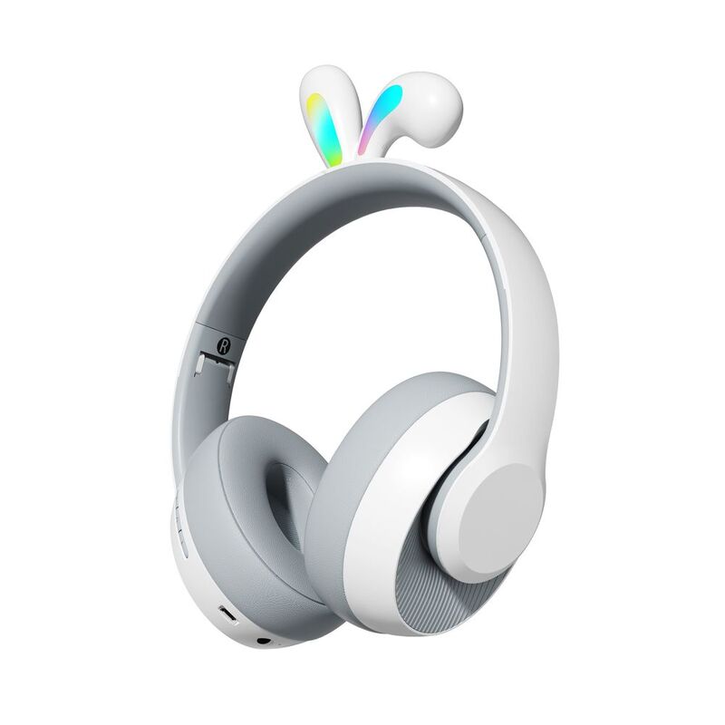 Porodo Soundtec Kids Wireless Headphone Rabbit Ears Led Lights - Gray
