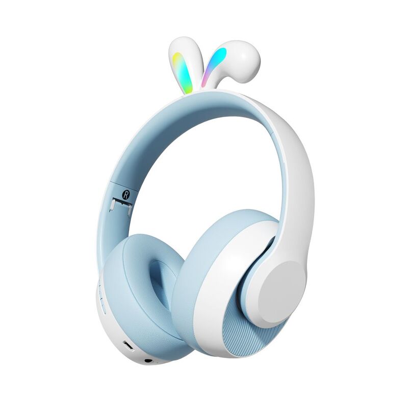 Porodo Soundtec Kids Wireless Headphone Rabbit Ears Led Lights - Blue