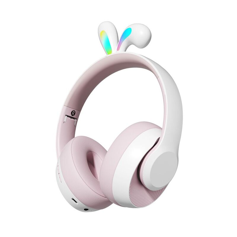 Porodo Soundtec Kids Wireless Headphone Rabbit Ears Led Lights - Pink