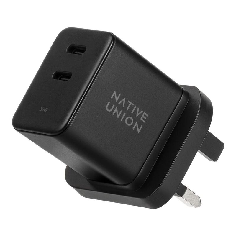Native Union Fast Gan Charger PD 35W Dual USB-C Port Wall Charger - Black (UK)