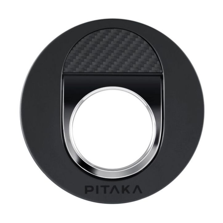 Pitaka MagEZ Carbon Fiber Grip MagSafe Compatible Aramid Fiber Phone Ring - Black/Grey