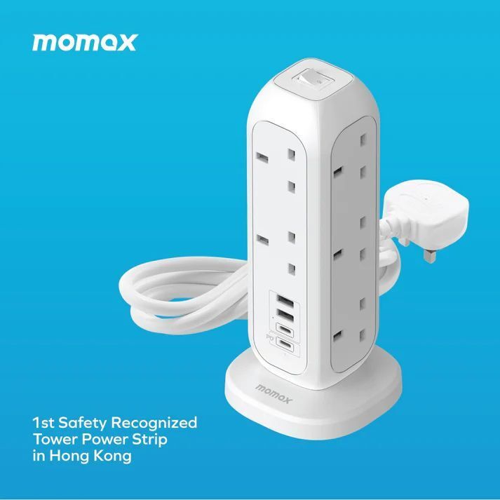 Momax OnePlug 11-Outlet Power Strip with USB - White