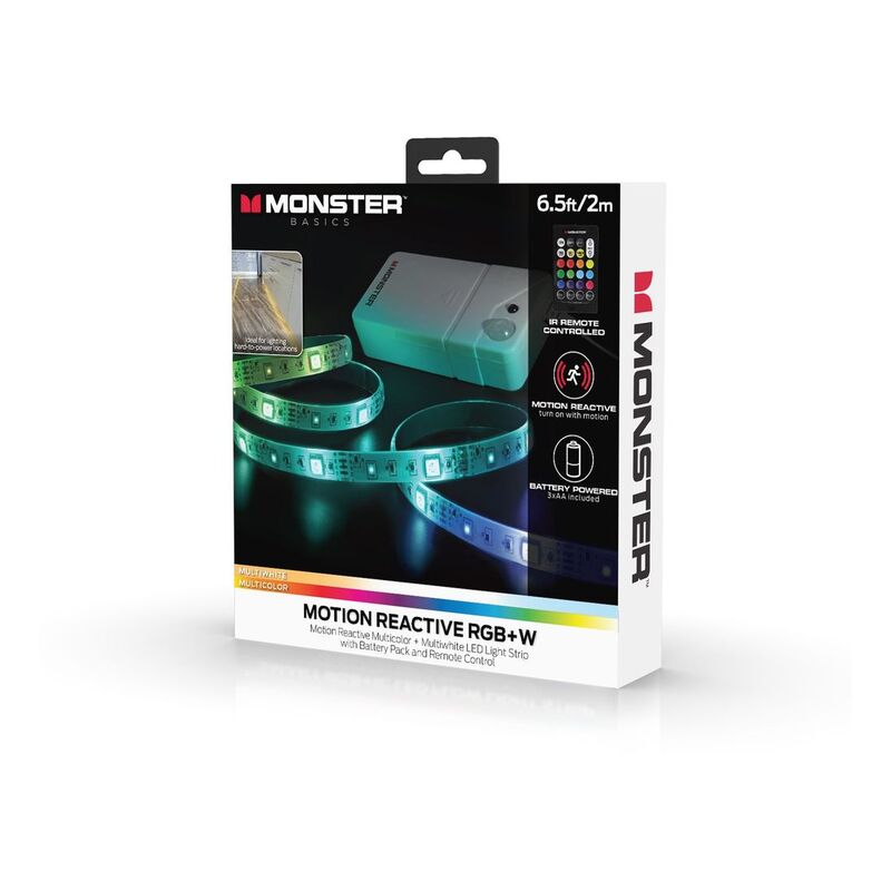 MONSTER Multi-Color Motion Activated LED Light Strip with Remote - 2m