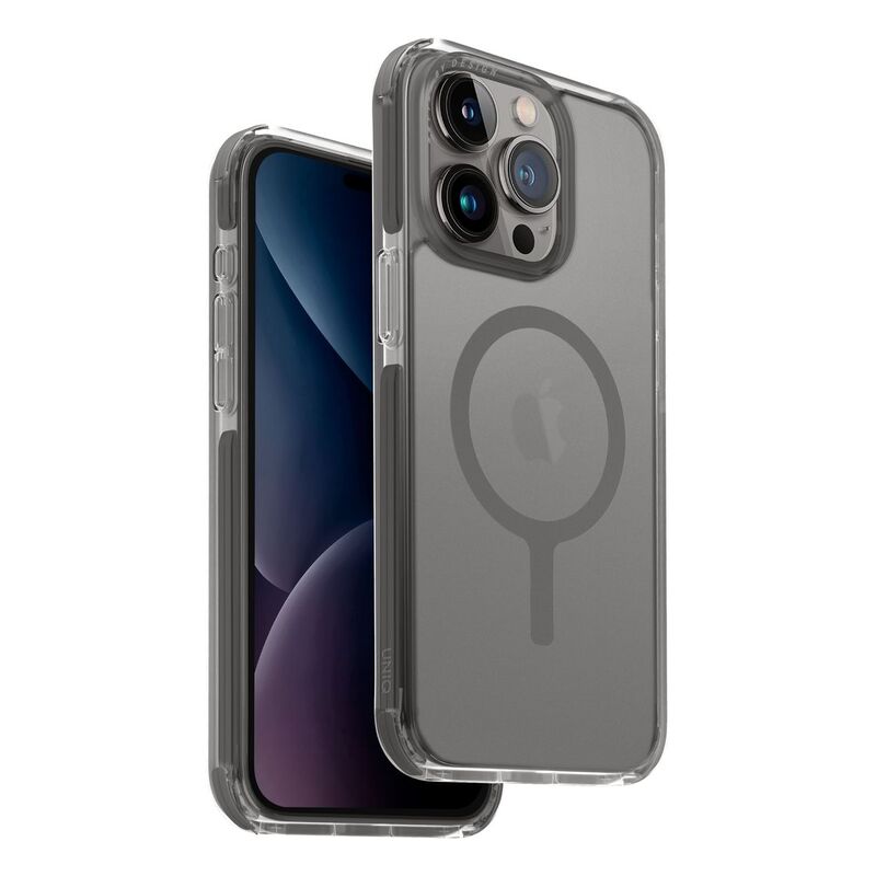 UNIQ Hybrid iPhone 15 Pro Max Case - MagClick Charging Combat - Frost Grey