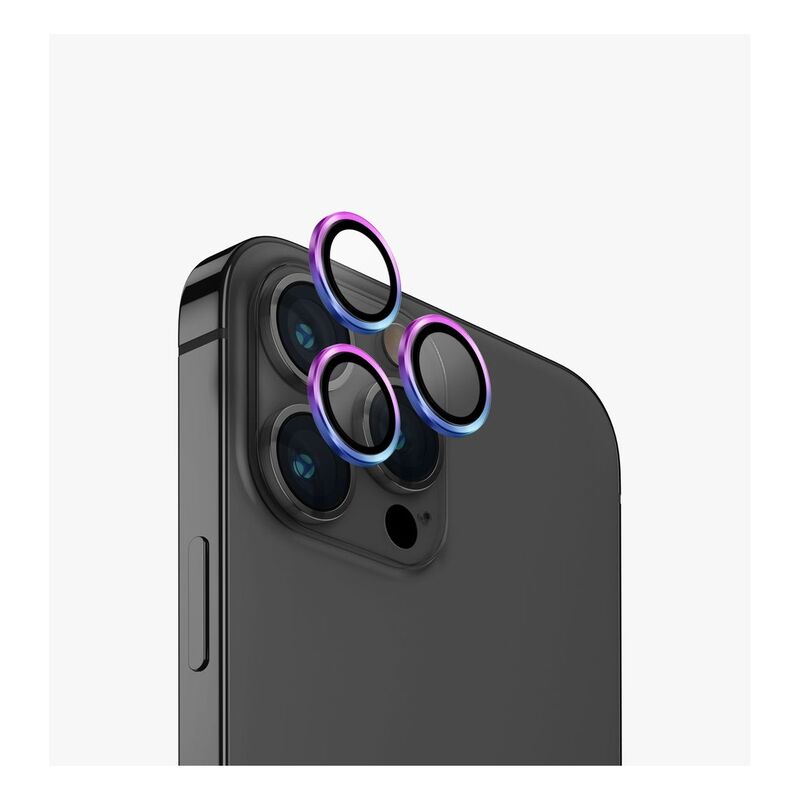 UNIQ Optix iPhone 15 Pro Aluminium Camera Lens Protector - Iridescent