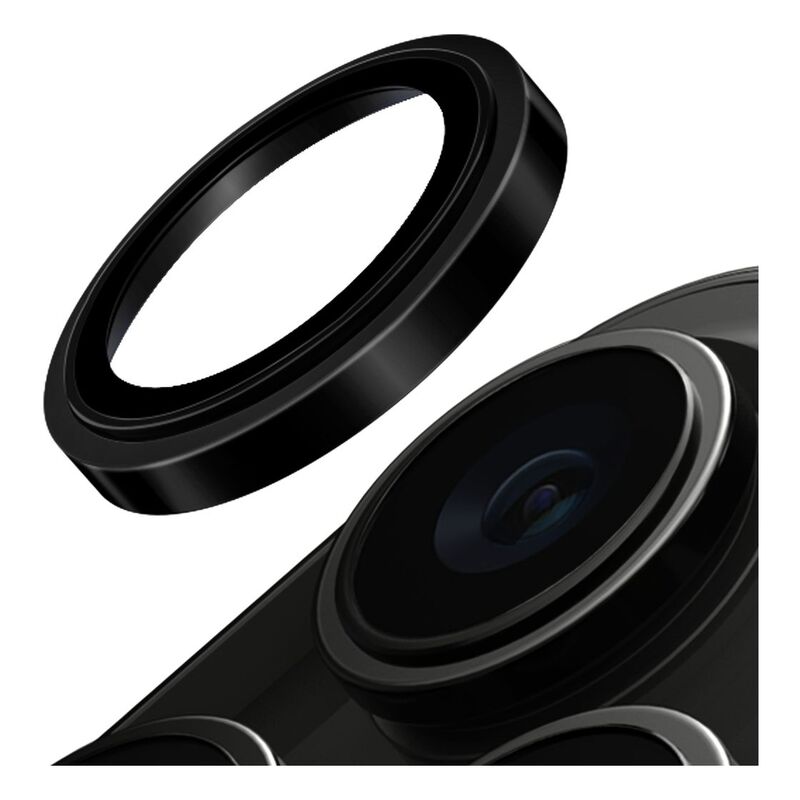 UNIQ Optix iPhone 15 Pro Stainless Steel Frame Sapphire Camera Lens Protector - Gunmetal Black