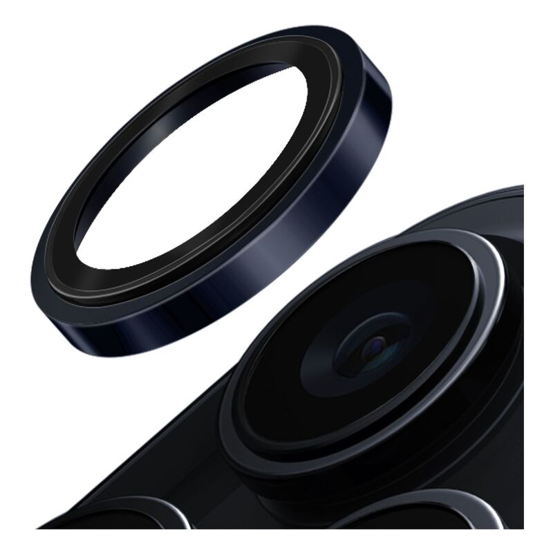UNIQ Optix iPhone 15 Pro Stainless Steel Frame Sapphire Camera Lens Protector - Tetra Blue